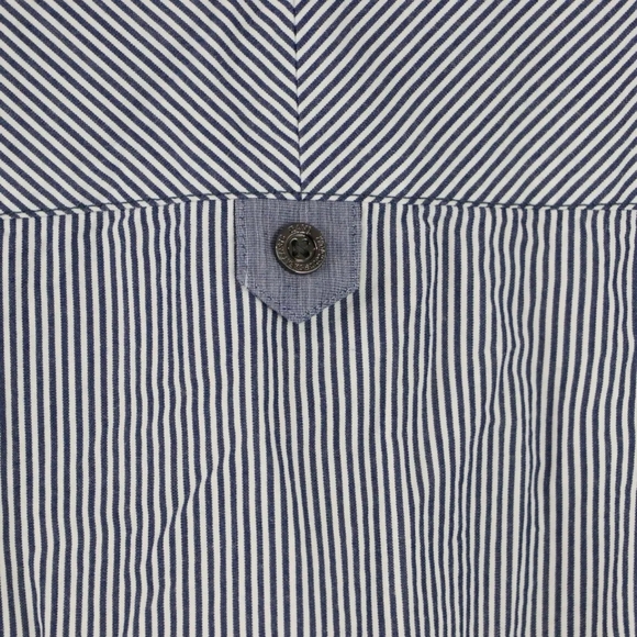 Cavi Men's Blue & White Vertical Striped Long Sleeve Dress Shirt Sz XL - Picture 9 of 11